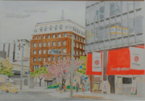 日本橋野村ビルディング旧館(水彩)若山亀久雄さん作
